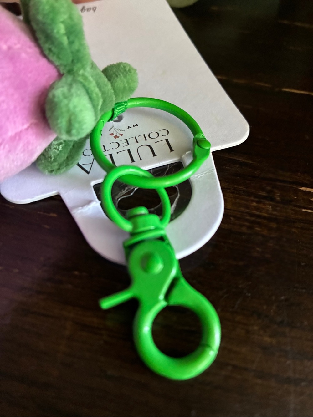 Plush Eggplant Keychain Bag Charm - Pink and Green - Picture 8 of 9